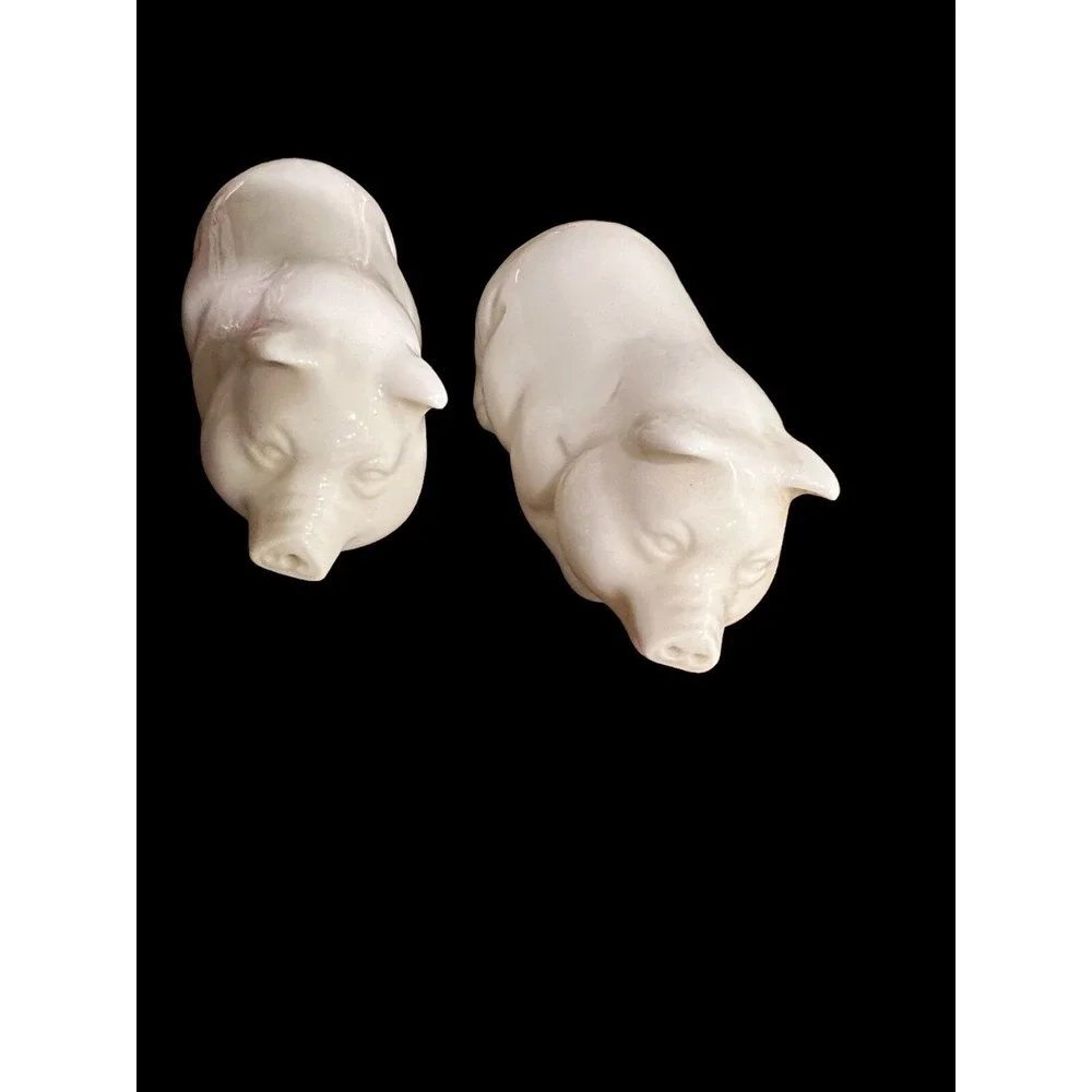Vintage Shafford‎ White Pig Salt and Pepper Shakers Set Of 2